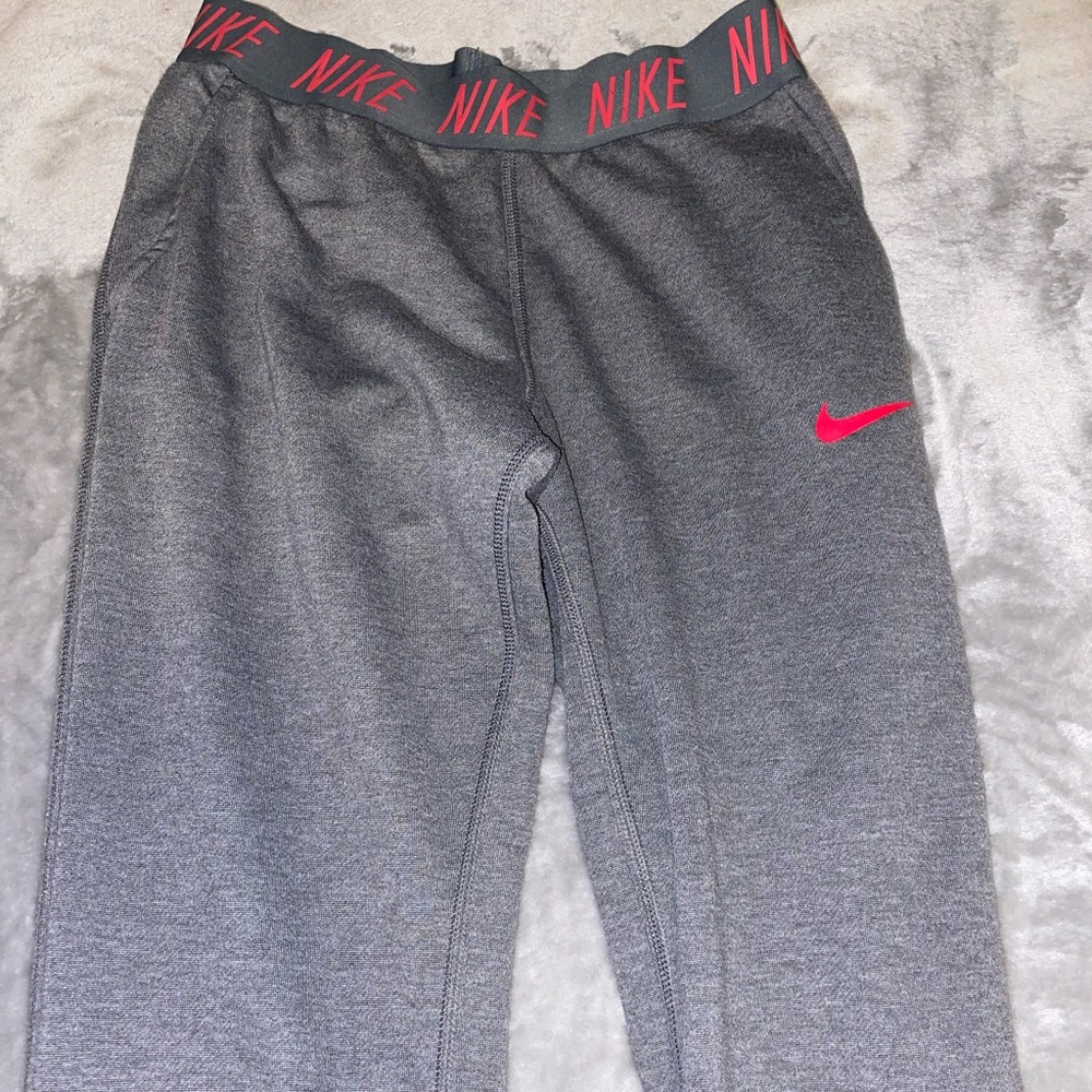 NIKE GRAY AND PINK YOUTH LARGE SWEATPANTS